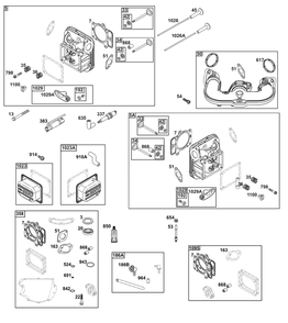 Cylinder Head Group Diagram and Parts List for 40N877-0085-B5  Briggs and Stratton Engine